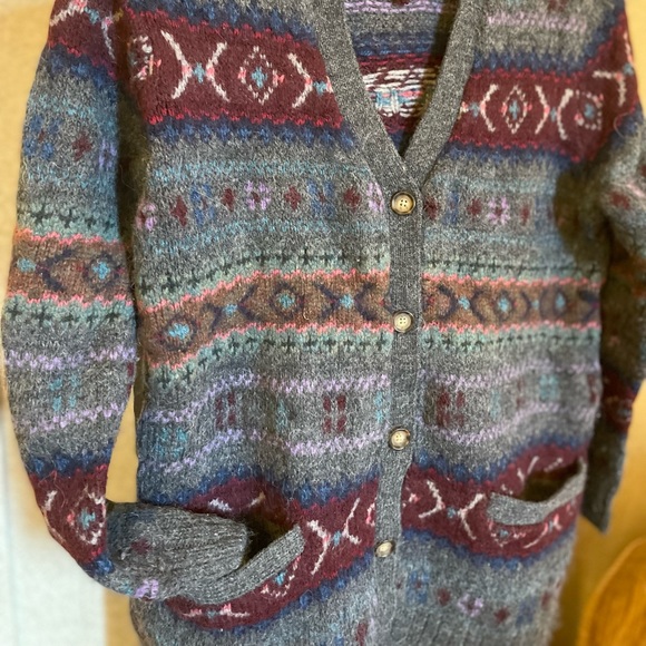 Vintage striped grandpa wool cardigan sweater by Polo Ralph Lauren - Picture 3 of 8